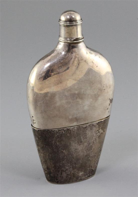 A George IV silver hip flask, 6 oz.